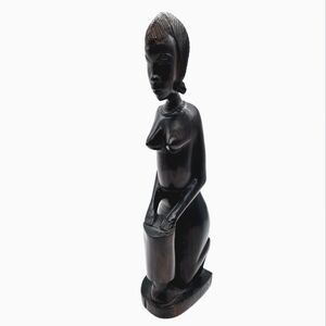 Hand carved African female wooden sculpture 11"